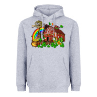 Heather Grey St. Patrick's farm with gold Heavyweight Hoodie - OliviaCreatesArt