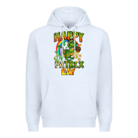 White Happy St. Patrex Day Premium Hoodie - CowGirlArtShop
