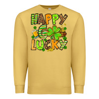 Antique Gold St. Patrick's Happy go lucky Premium Sweatshirt - OliviaCreatesArt