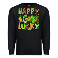 Black St. Patrick's Happy go lucky Premium Sweatshirt - OliviaCreatesArt
