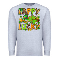 Heather Grey St. Patrick's Happy go lucky Premium Sweatshirt - OliviaCreatesArt