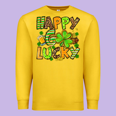 St. Patrick's Happy Go Lucky Premium Sweatshirt Designed By Oliviacreatesart
