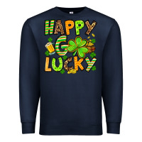 Navy St. Patrick's Happy go lucky Premium Sweatshirt - OliviaCreatesArt