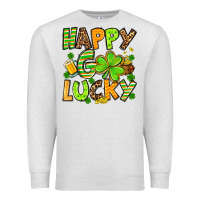 Oatmeal Heather St. Patrick's Happy go lucky Premium Sweatshirt - OliviaCreatesArt