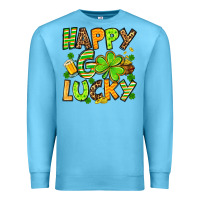Ocean Blue St. Patrick's Happy go lucky Premium Sweatshirt - OliviaCreatesArt