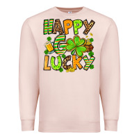 Pale Pink St. Patrick's Happy go lucky Premium Sweatshirt - OliviaCreatesArt