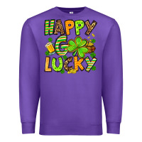 Purple St. Patrick's Happy go lucky Premium Sweatshirt - OliviaCreatesArt