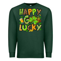 Sports Green St. Patrick's Happy go lucky Premium Sweatshirt - OliviaCreatesArt