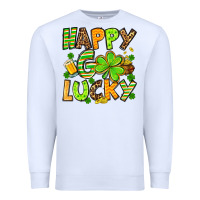White St. Patrick's Happy go lucky Premium Sweatshirt - OliviaCreatesArt