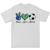 Dove Grey peace love soccer Premium Tee - BarkalooDesign