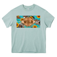 Arona western wild and sunflower leopard turquoise cowhide licanse plate Heavy Core Tee - Artiststas
