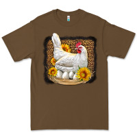 Cacao perched chicken with sunflowers leopard background Premium Tee - LillyAllenDesigns