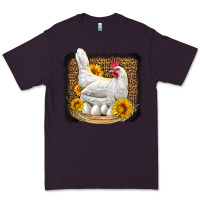 Plum perched chicken with sunflowers leopard background Premium Tee - LillyAllenDesigns