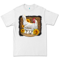 White perched chicken with sunflowers leopard background Premium Tee - LillyAllenDesigns