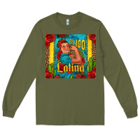 Army Green hundred percent latina strong woman Long Sleeve Tee - Jasminsmagicworld
