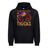 Black Easily Distracted By Trucks Urban Hoodie - CowhideDigitalArt