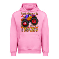 Fuchsia Pink Easily Distracted By Trucks Urban Hoodie - CowhideDigitalArt