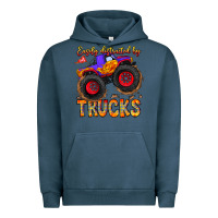 Pigment Midnight Navy Easily Distracted By Trucks Urban Hoodie - CowhideDigitalArt