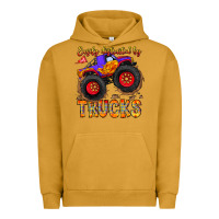 Pigment Peanut Butter Easily Distracted By Trucks Urban Hoodie - CowhideDigitalArt