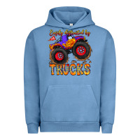 Pigment Pebble Blue Easily Distracted By Trucks Urban Hoodie - CowhideDigitalArt