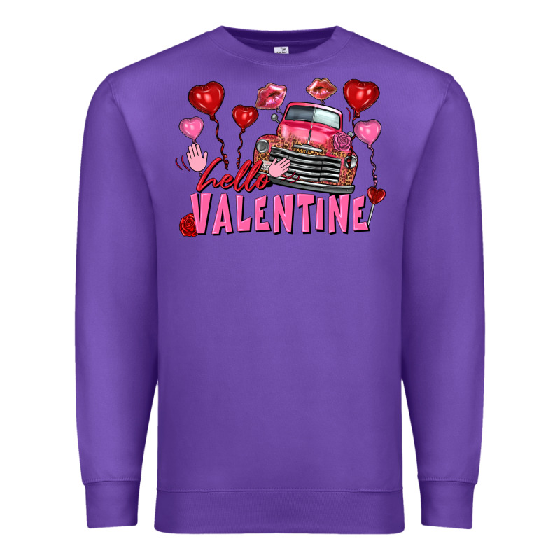 Hello Valentine Valentine's Day Truck Premium Sweatshirt by FaDigitalArtStudio | Teevron