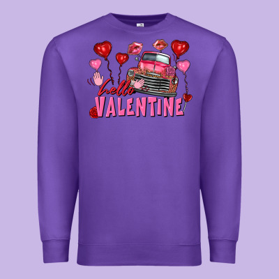 Hello Valentine Valentine's Day Truck Premium Sweatshirt Designed By Fadigitalartstudio