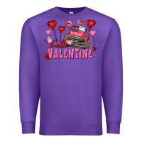 Purple Hello Valentine Valentine's Day truck Premium Sweatshirt - FaDigitalArtStudio