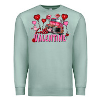 Seafoam Hello Valentine Valentine's Day truck Premium Sweatshirt - FaDigitalArtStudio