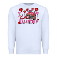 White Hello Valentine Valentine's Day truck Premium Sweatshirt - FaDigitalArtStudio