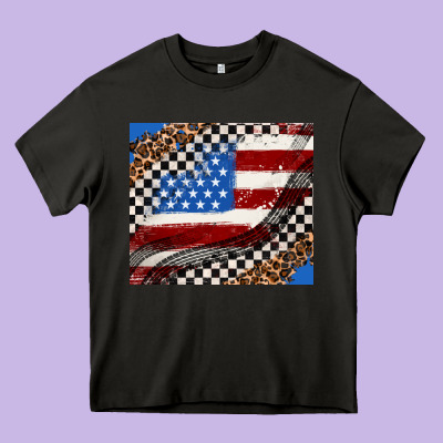 American Flag And Race Flag Heavy Core Tee Designed By Adodesignshop