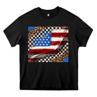 Black American flag and race flag Heavy Core Tee - AdoDesignShop