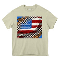 Mossy American flag and race flag Heavy Core Tee - AdoDesignShop