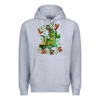 Heather Grey Lucky Saurus Premium Hoodie - CowGirlArtShop