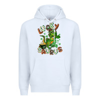 White Lucky Saurus Premium Hoodie - CowGirlArtShop