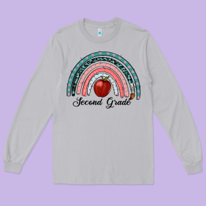 Second Grade Rainbow Long Sleeve Tee Designed By Ranaportraitstore
