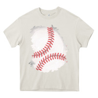 Cream baseball patch Heavy Core Tee - AdoDesignShop