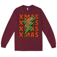 Burgundy xmas lightning bolt Long Sleeve Tee - Jasminsmagicworld