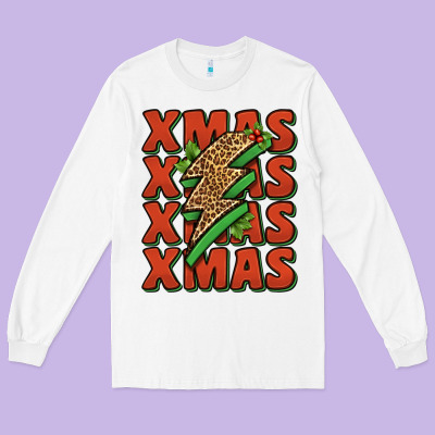 Xmas Lightning Bolt Long Sleeve Tee Designed By Jasminsmagicworld