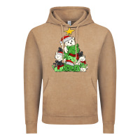 Vintage Coffee Christmas cat tree Vintage Hoodie - MaliasSmallBusiness