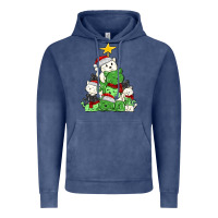 Vintage Denim Christmas cat tree Vintage Hoodie - MaliasSmallBusiness