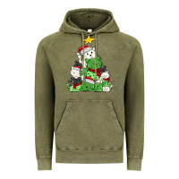 Vintage Olive Christmas cat tree Vintage Hoodie - MaliasSmallBusiness