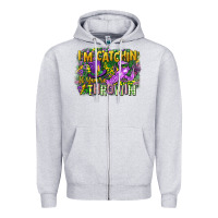 Heather Grey im catchin if youre throwin Zipper Hoodie - CowGirlArtShop