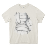 Cream 2 volleyball patch Heavy Core Tee - AdoDesignShop