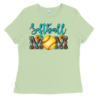 Western Leopard  Sunflowers Glitter Mom Softball Ladies Tee | Teevron