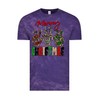 Cloud Purple Merry Christmas skeleton hands Vintage Tee - NancyCooperArtShop