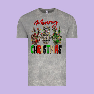 Merry Christmas Skeleton Hands Vintage Tee Designed By Nancycooperartshop