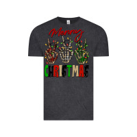 Vintage Black Merry Christmas skeleton hands Vintage Tee - NancyCooperArtShop