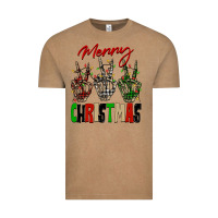 Vintage Coffee Merry Christmas skeleton hands Vintage Tee - NancyCooperArtShop