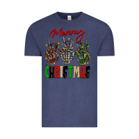 Vintage Denim Merry Christmas skeleton hands Vintage Tee - NancyCooperArtShop