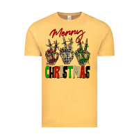 Vintage Mustard Merry Christmas skeleton hands Vintage Tee - NancyCooperArtShop